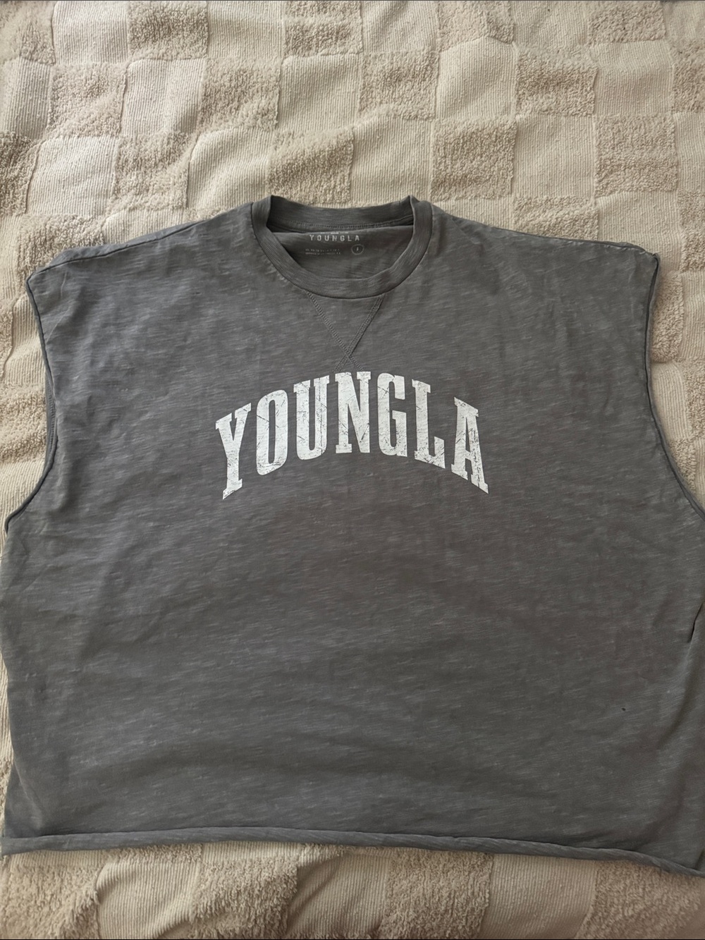 YoungLA Gray Sleeveless Tank with White Logo